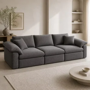 Compressed Cloud Sofa 3 Seater Modular Deep Seat Sectional Set Soft Fabric Sponge Living Room Modern Home Furniture