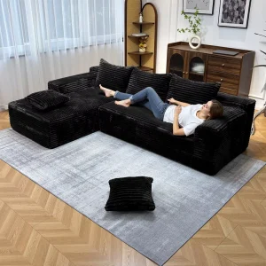 Compressed L Shaped Velvet Fabric Sectional Sofa Bed Pure Sponge Packed in a Box Custom Living Room Furniture Factory