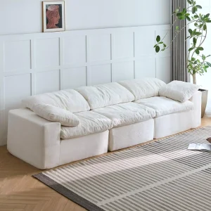 Compressed Sofa Extra Large 120-Inch White Modular Plush Cushions for Living Room Set Mall Hotel