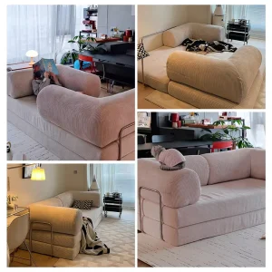 Compressed Two Seat Fabric Sofa 2 Meters Foldable Movable Reclining Sofa Bed for Small Apartments Living Rooms Bedrooms Offices