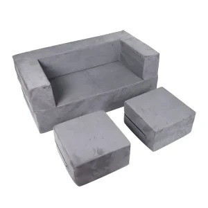 Compressed Two Seat Modern Sofa Bed Sponge Filling Corduroy Upholstered Square Design Villa Hospital School Warehouse Park