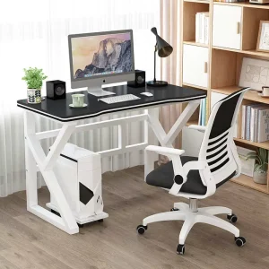 Computer Desk Home Office Desk Modern Simplicity Students Learn Writing Desk Iron & Glass Storage Shelf