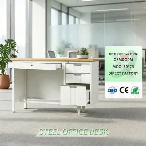 Computer Work Table Metal Computer Desks for Office Use Modern Style Steel Office Desk with 4 Drawers