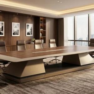 Conference Room Wooden Luxury Meeting Desk Modern Large Conference Table with Light Strip