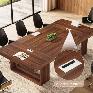 Conference Table 10 Person Office Boardroom Desk 94.5 Inch Long 8FT Meeting Table with Dual Cable Grommet Wire Management Holes