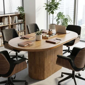 Conference Table 47.24 Inches 4-Person Modern Eco-Friendly Durable Wood Commercial Office Furniture Cable Management
