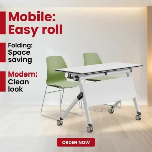 Conference Table Bamboo Folding Training Desk Chair Combination Modern Minimalist High Quality Office Long Table Double Mobile