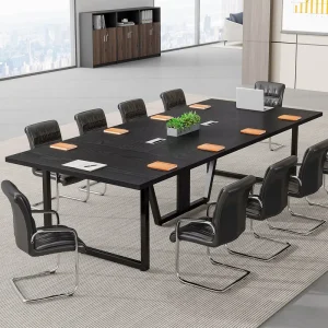 Conference Table Large Meeting Podcast Table for 10 People Business Style Wooden Training Table