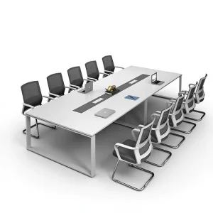 Conference Table Simple Modern Steel Frame White Fireproof China Origin Commercial Use Office Conference Room Training