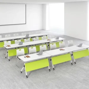 Conference Table and Chairs Set Foldable White Conference Table Office Desk Save Space Conference Room Table