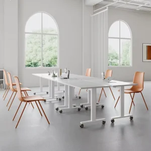 Connect Flip Top Training Table Modern Office Desk Space Efficient Stainless Steel Folding Table Nesting Wall