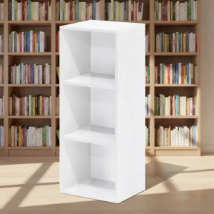 Contemporary 3-Cube Wooden Panel Eco-Friendly Durable Modular Bookshelves Home Furniture Living Room Bedroom