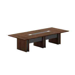 Contemporary 3.2M Boat-Shaped Conference Table Large Meeting Room Desk Wood Grain Laminate Office Boardroom Furniture