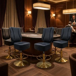 Contemporary Adjustable Steady Mall Home Bar Casino Chairs Premium Leather Upholstery High Back Footrest Steel Frame