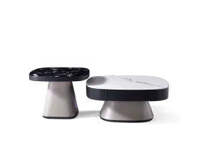 Contemporary Black Marble Coffee Table for Living Room Modern Large Coffee Table with Storage Rectangular