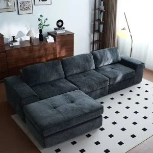 Contemporary Cozy Vacuum Compressed Modular Sofa L Shape Fabric Sofa Couch Sofa Bed for Living Room Apartment Occasions