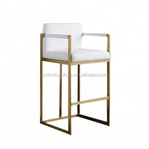 Contemporary Delicate Stainless Steel Leather Fabric Bar Stool Sofa Style Bar Chairs for Living Room Kitchen Used