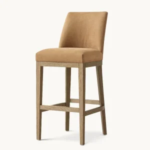 Contemporary Design Dining Room Bar Set Curved Back Armless Leather Bar Counter Stool