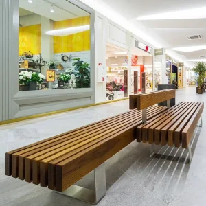 Contemporary Design Modern Wooden Bench Shopping Mall Rest Bench Indoor Fashion Decoration Wooden Seating