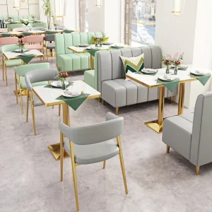 Contemporary Design Restaurant Tables Chairs Set with Marble Pattern Plywood for Commercial Use in Farmhouse Living Room Park