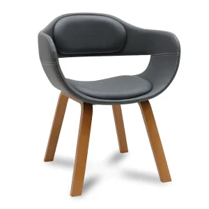 Contemporary Designer Office Swivel Chairs in Industrial Style PU Leather with Metal Wooden Leg for Hotels Factories Offices