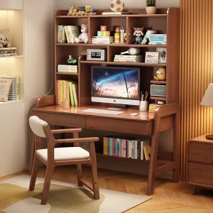 Contemporary Eco Friendly Durable Wood Desk Integrated Bookshelf Storage Drawer Modular Design for Home Office Commercial Use