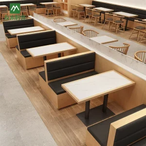 Contemporary Eco Friendly Tea Restaurant Booth Sofa Themed Table and Chair Combination Dining Hotel Solid Wood Chairs
