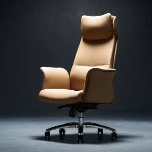 Contemporary Ergonomic Executive Office Chair Adjustable Headrest Genuine Leather Steel Base Revolving Swivel for Home Office