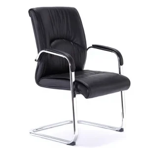 Contemporary Ergonomic Executive Office Chair With Synthetic Leather Adjustable Height Swivel Function Stainless Steel Base