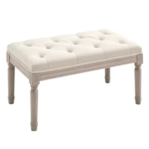 Contemporary Fabric End of Bed Bench Window Seat Tufted Bench for Bedroom Hallway Living Room