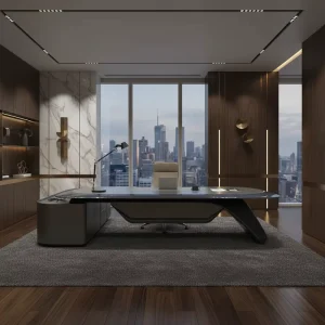 Contemporary High End Executive Desk Spacious CEO Office Workstation with Side Storage Premium Boss Desk for Home & Commercial