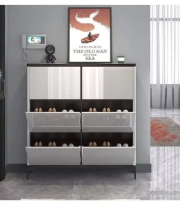 Contemporary High Gloss Extendable Shoe Storage Cupboard Push Open Handle free Design Shoe Cabinet for Indoor Entrance Hotel Use