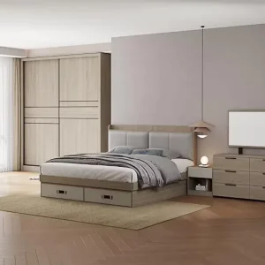 Contemporary Hotel Bedroom Set Complete Furniture Package For Guest Rooms