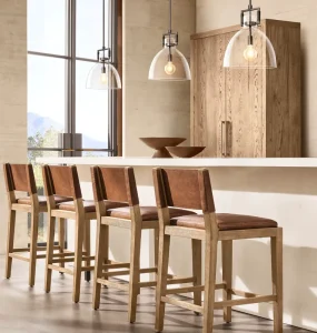 Contemporary Household Chairs Classic Bar Saddle Leather Counter Stool Chinese Factory Supply Hotel Restaurant Modern Design