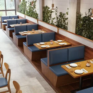 Contemporary Industrial Dining Booths Heavy Duty PU Leather Restaurant Sofa Professional Furniture Package for Food Court Hotel