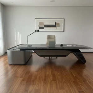 Contemporary Luxury Executive Desk Large Boss Office Workstation with Side Cabinet Premium Manager Desk for Home & Commercial