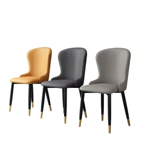 “Contemporary Metal Legged PU Leather Home Dining Chairs Modern Furniture”