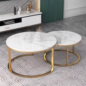 Contemporary Metal Legs a Set of Round Living Room Metal Coffee Table Modern