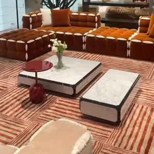Contemporary Minimalist Brushed Black Titanium Stainless Steel Luxury Coffee Table Set Modern Home Natural Marble Centre Tables