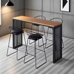 Contemporary Modern Bar Height Table Set with Wood Frame Metal Legs Eco Friendly Upholstered Stools