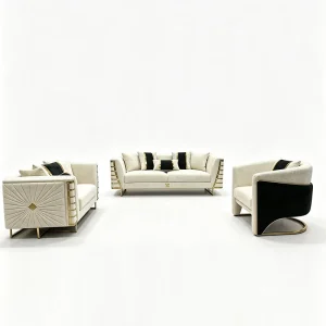 Contemporary Modular Executive Office Lobby Oval Sofa Set with Metal Legs and Microfiber Fabric for Hotel Use
