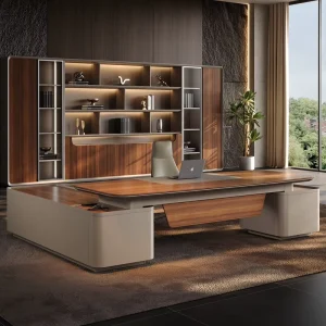 Contemporary Modular Modern Executive Office L Shaped Desk Cabinet with Wood Top Office Furniture Package