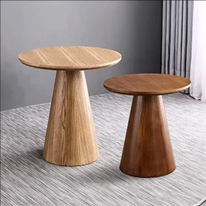Contemporary Nordic Style Walnut Wooden Panel Small Round Modern Coffee Table Lounge Leisure