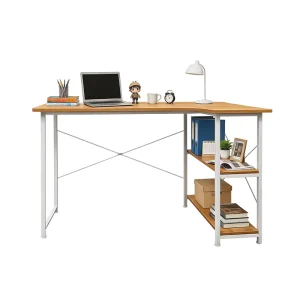 Contemporary Office Desk with Side Bookshelf Design Computer Workstation Study Table