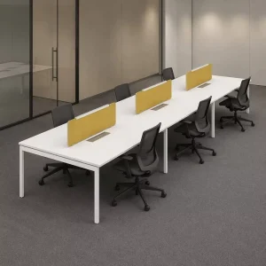 Contemporary Office Furniture 6 Person Workstation Table with Shared Leg System MFC Board for Commercial Office Use