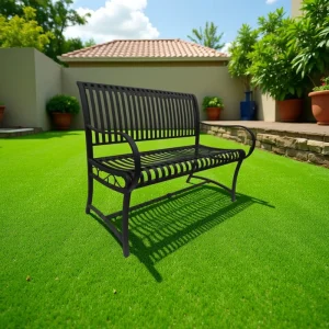 Contemporary Outdoor Steel Bench Seat Home Decorative Metal Bench Seating for Public Garden Patio or Park Iron Bench Chair