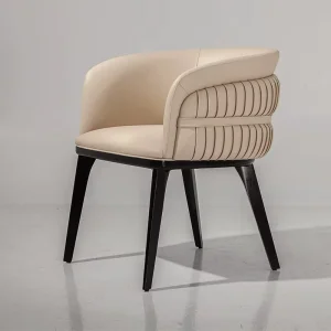 Contemporary Restaurant Chairs for Dining Table Nordic Luxury Hotel Furniture Black Wood and Leather Beige Dining Chair