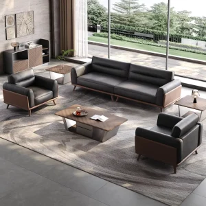 Contemporary Simple Design Leather Office Sofa Combination High Grade Office Furniture Modern Modular Sofa Sophisticated Style