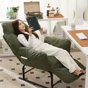 Contemporary Single Seat Recliner Sofa Chair for Home Office Lazy Foldable Nap Backrest Pregnant Friendly Medium Living Room