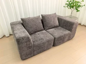 Contemporary Style Gray Two Seat Sofa Vacuum Packed Straight Couch Linear Design Space Efficient Living Room Furniture